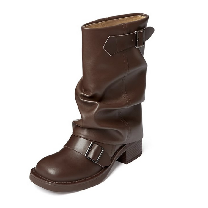 Dam Midikängor med Veck och Spännen Slip-On