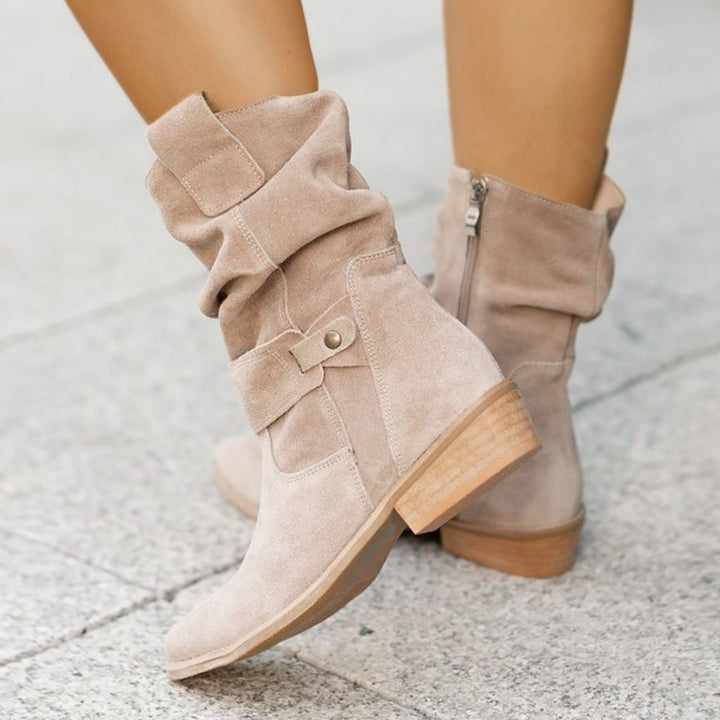 Bruna halvhöga westernboots i mockalook