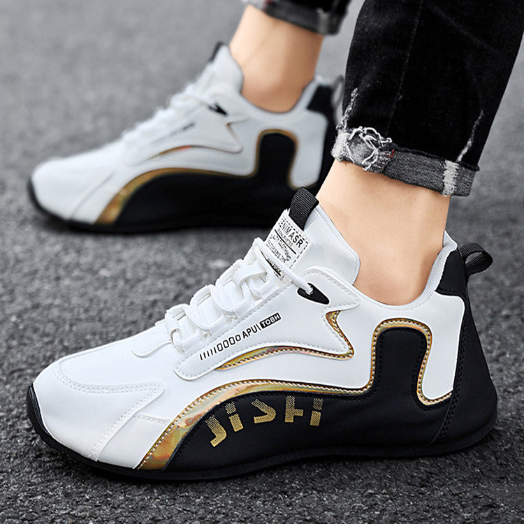 Vita chunky sneakers för herr med svarta detaljer
