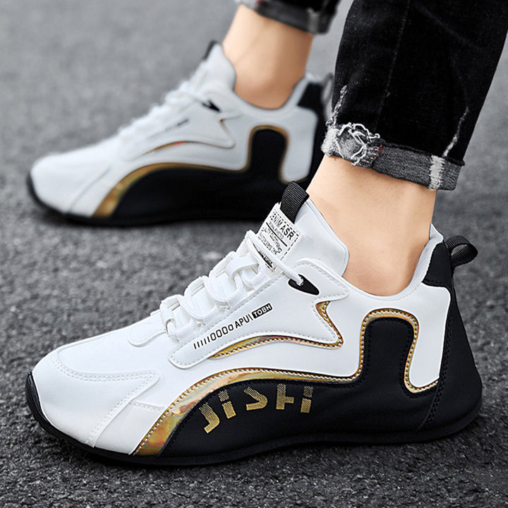Vita chunky sneakers för herr med svarta detaljer