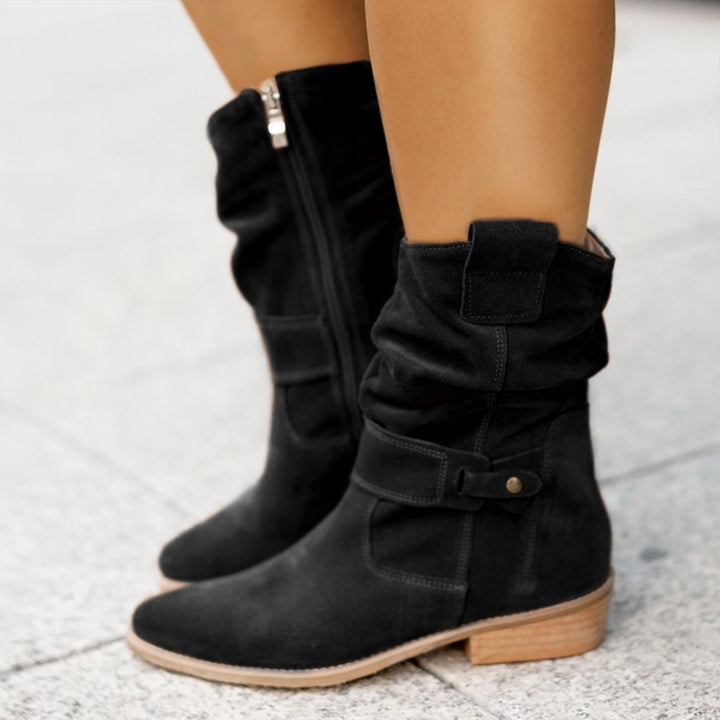 Bruna halvhöga westernboots i mockalook