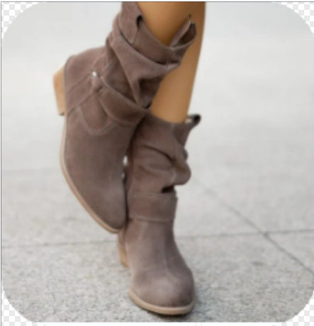 Bruna halvhöga westernboots i mockalook