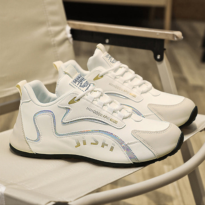 Vita chunky sneakers för herr med svarta detaljer