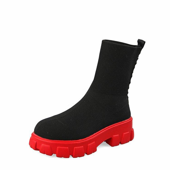 Chunky Boots Sockmodell med Ribbrepp och Dragögla