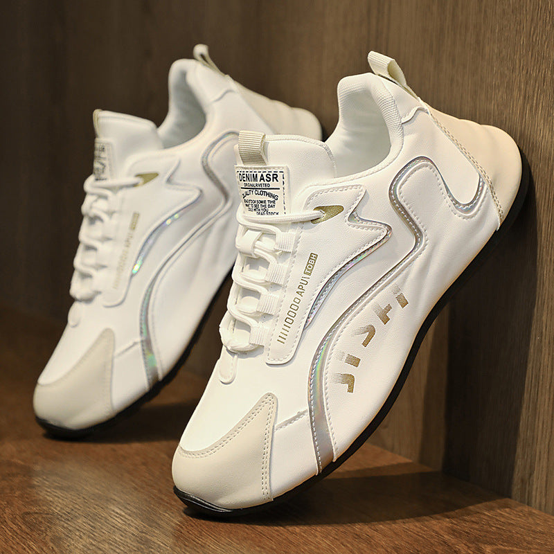 Vita chunky sneakers för herr med svarta detaljer