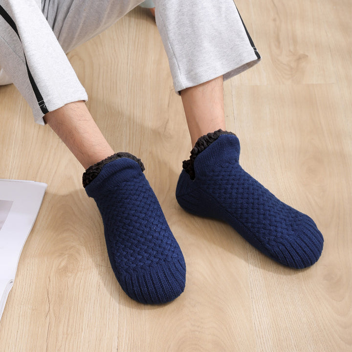 Tjocka stickade tofflorsockor med teddyfoder