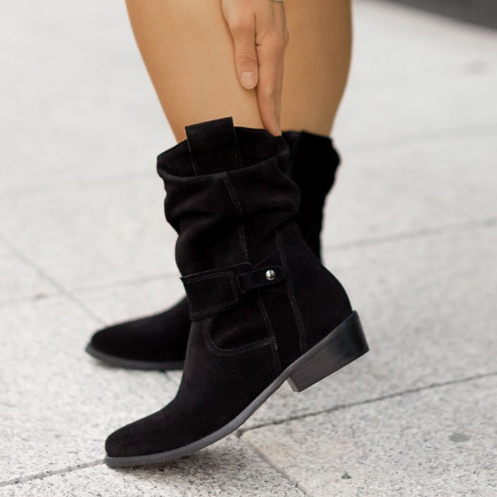 Bruna halvhöga westernboots i mockalook