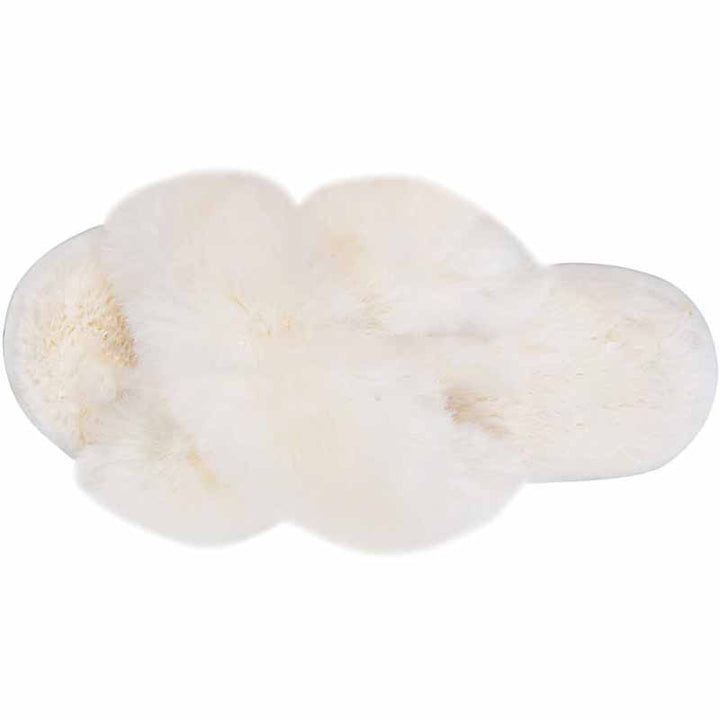Fluffiga tofflor i fuskpäls med korsade band