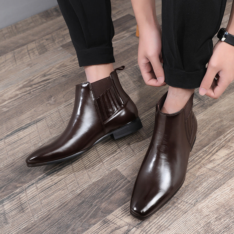 Svarta blanka chelsea boots för herr