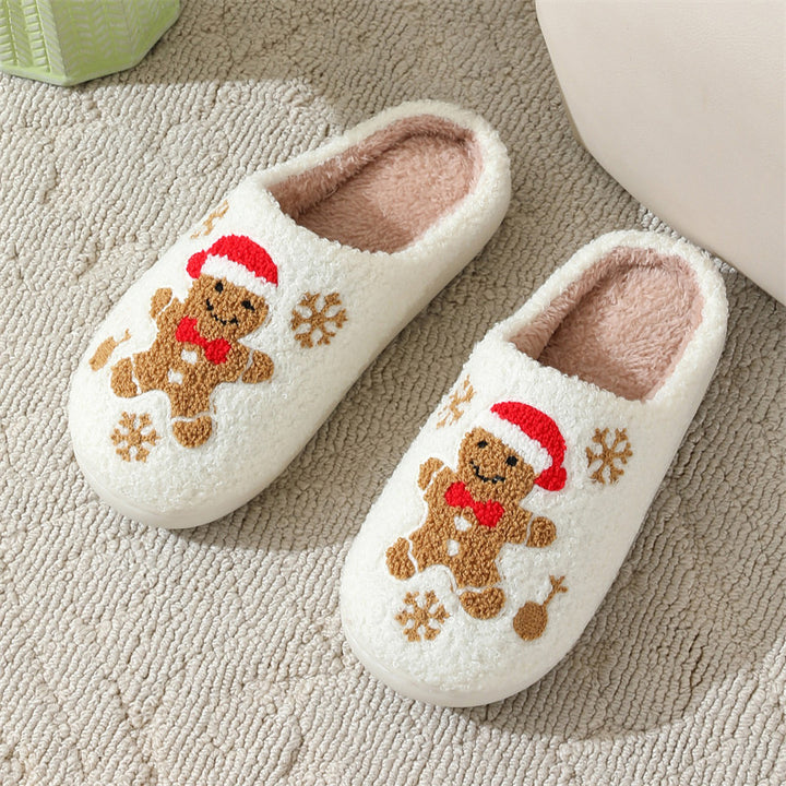 Fluffiga tofflor med broderad pepparkaksgubbe
