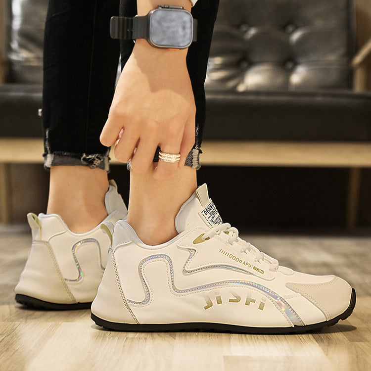 Vita chunky sneakers för herr med svarta detaljer