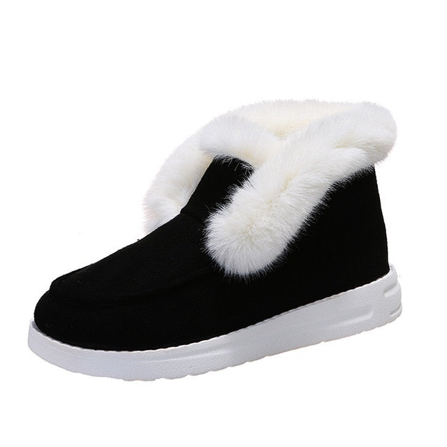 Dam Varmfodrade Ankelboots med Pälskrage och Halkskydd