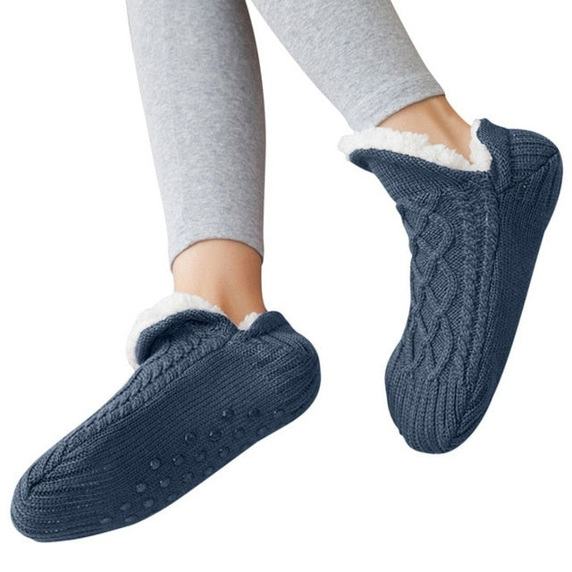 Dam Sockor Varma Tovade Strumpor med Halkskydd Inomhus