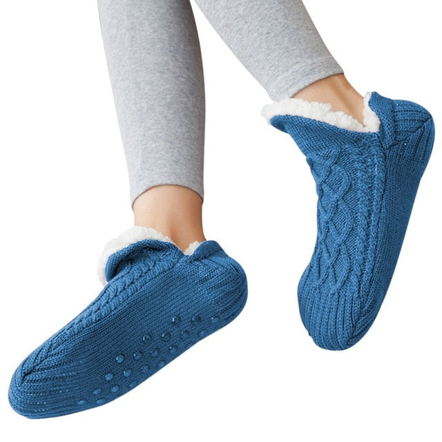 Dam Sockor Varma Tovade Strumpor med Halkskydd Inomhus