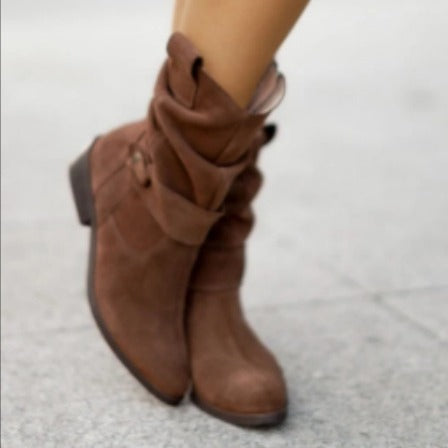 Bruna halvhöga westernboots i mockalook