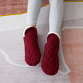 Tjocka stickade tofflorsockor med teddyfoder