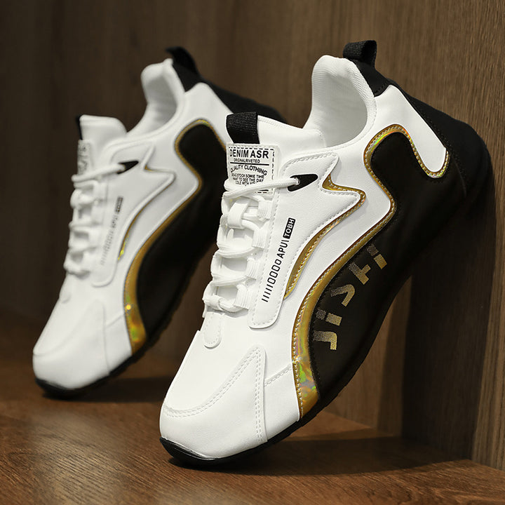 Vita chunky sneakers för herr med svarta detaljer