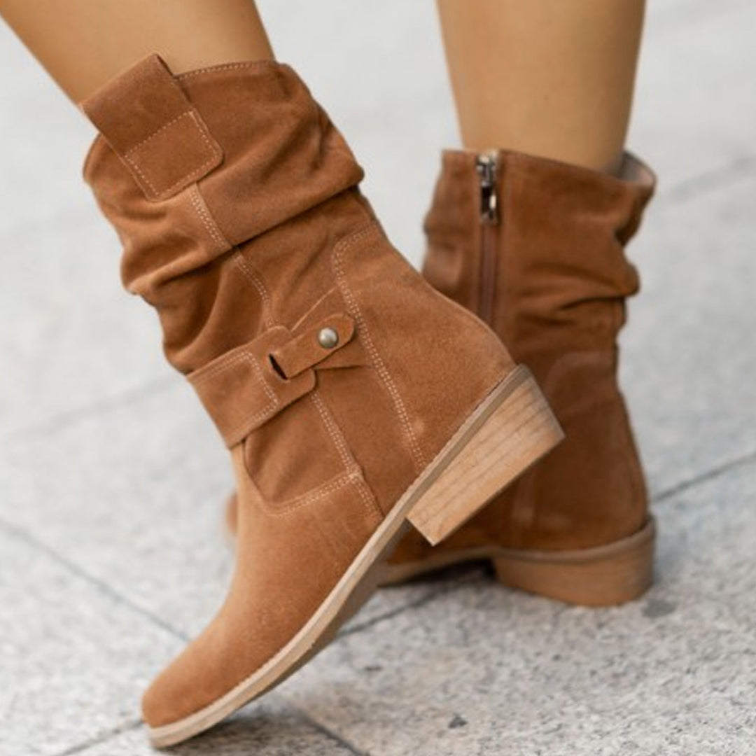 Bruna halvhöga westernboots i mockalook