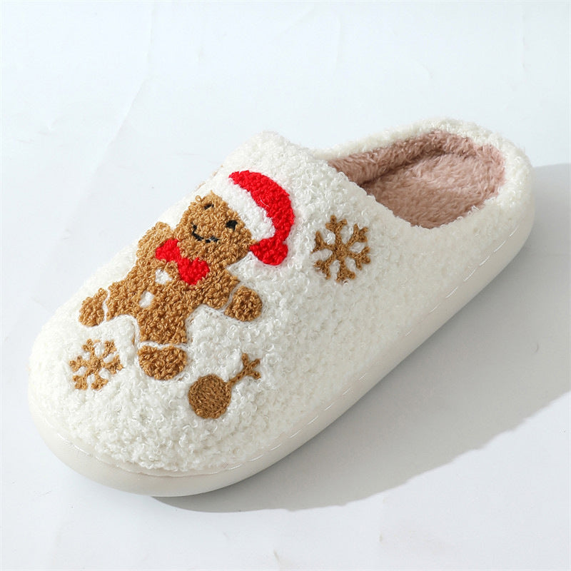Fluffiga tofflor med broderad pepparkaksgubbe