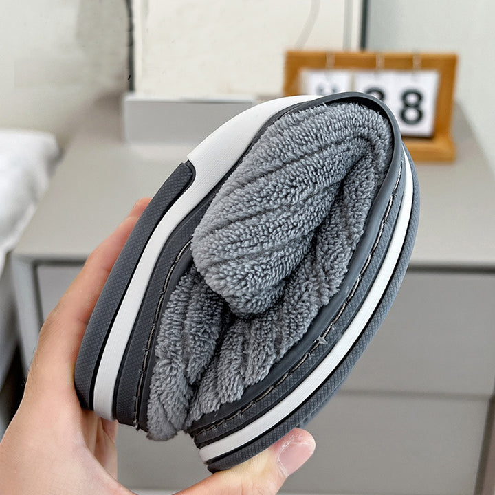 Rosa ribbade plyschtofflor