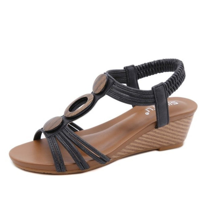 Dam Wedge-sandaler med Dekorativa Detaljer Öppen Tå