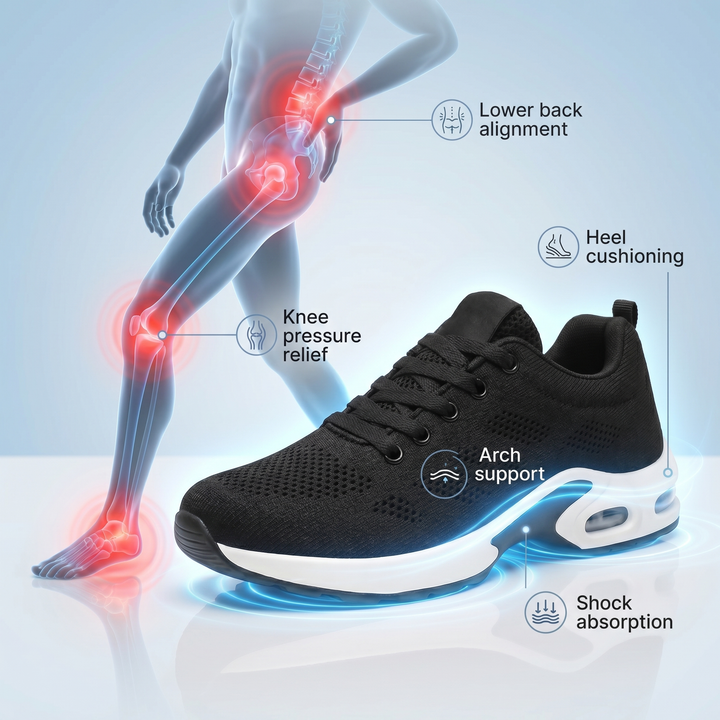 Orthora Pro — 12-timmars Skor för Lindring av Fot-, Knä- och Ryggsmärtor hela dagen