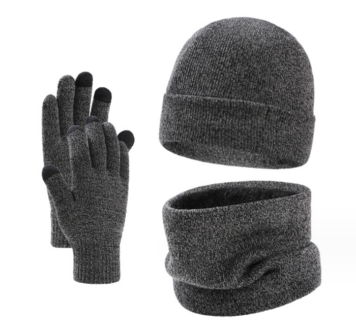 Stickad Mössa Halsduk och Handskar Set Unisex Vinter