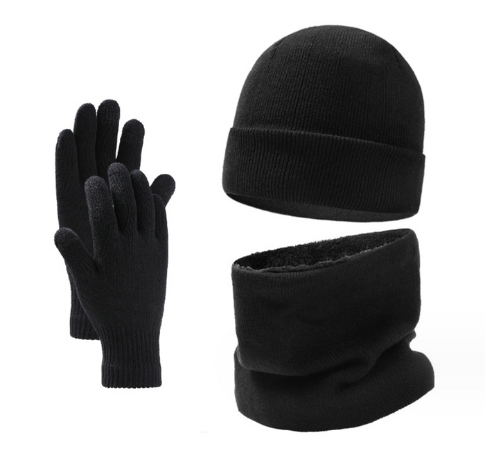 Stickad Mössa Halsduk och Handskar Set Unisex Vinter