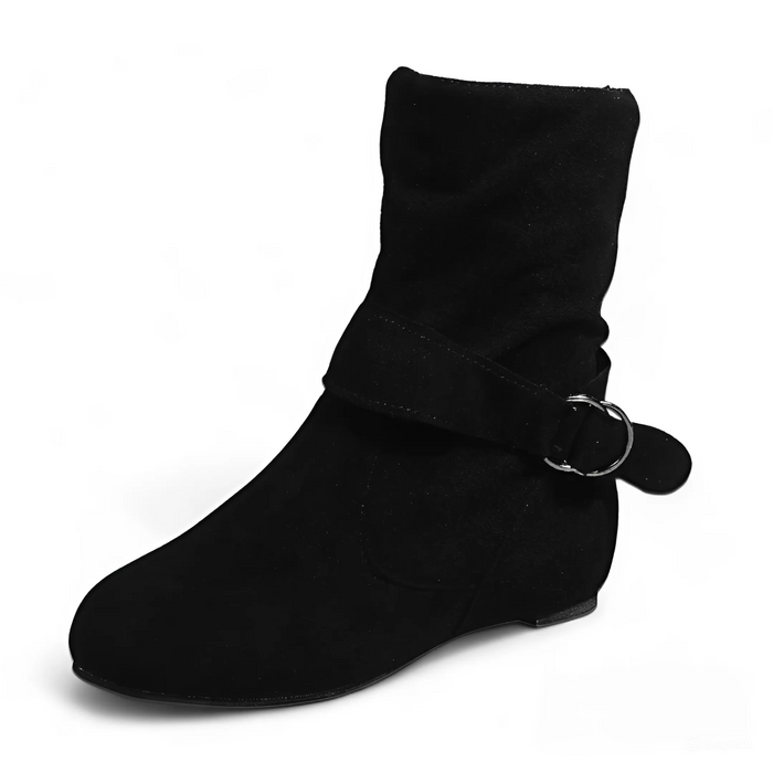 Dam Slouchy Boots med Remdetalj och Rundad Tå
